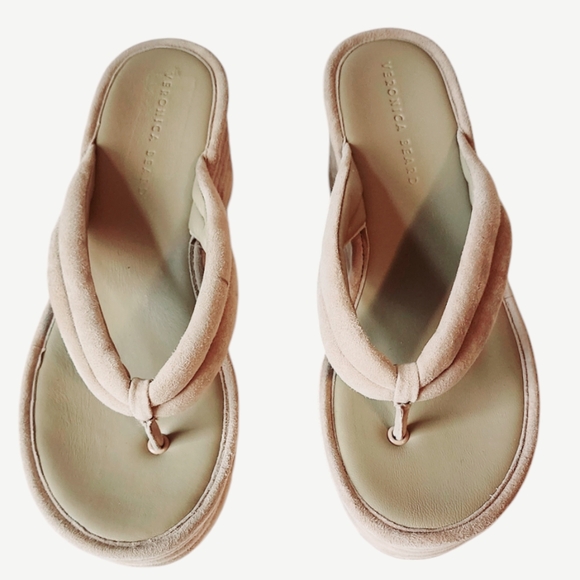 Veronica Beard Geno Suede  Wage Sandals -  Sand - Picture 7 of 10